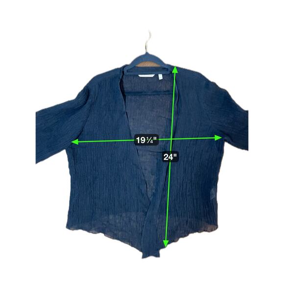 Soft Surroundings 100% Linen Cardigan Shawl Black Sz Small Gauzy Lagenlook Sheer - Picture 5 of 7